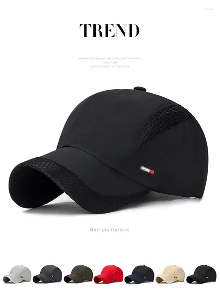 Gorras de bola Moda Hombres Mujeres Cabeza grande Verano Malla transpirable Sombrero de secado rápido Deportes al aire libre Sol Etiqueta de cuero rojo Protector solar