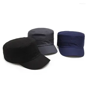 Kogelcaps mode heren dames leger cap hoed zon honkbal cadet gewoon platte top hoeden run vizier zwart