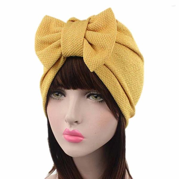 Casquettes de boule Mode Musulman Foulard Chapeau Mince Été Femmes Intérieur Hijab Bonnet Solide Bowknot Turban Inde Head Wrap Chapeaux Pour Dame