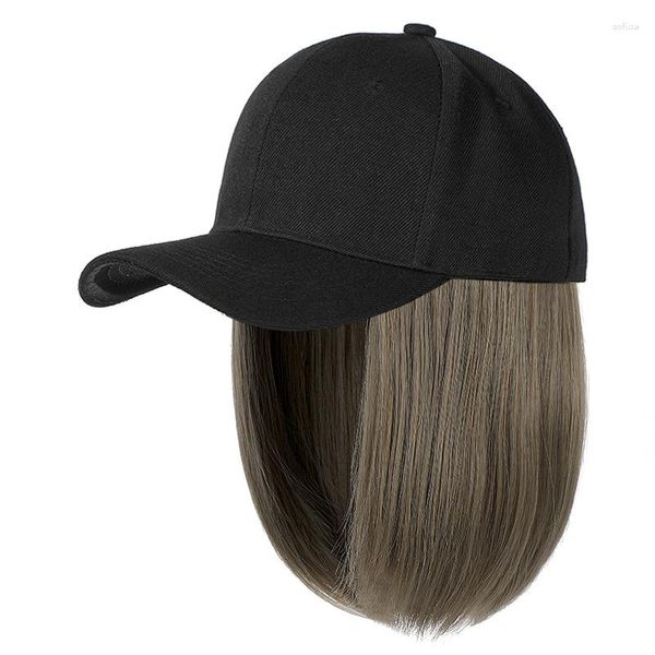 Casquettes de baseball mode perruque naturelle chapeau de baseball perruques pour femmes casquette avec cheveux de simulation naturellement connecter bob réglable