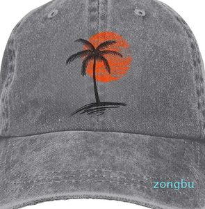 Casquettes de baseball Mode Palmier Baseball Unisexe Été Aloha Plages En Plein Air Réglable Denim Papa Chapeau Art Casquette À Visière Pour Cadeau De Voyage