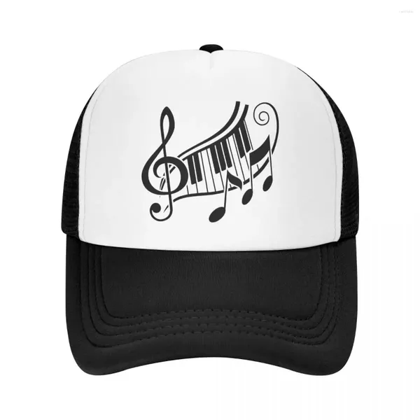 Gorras de bola Moda Teclas de piano Nota musical Gorra de béisbol para hombres Mujeres Ajustable Trucker Hat Deportes