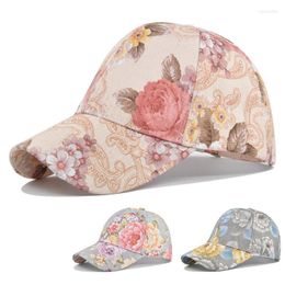 Casquettes de baseball mode impression pivoine fleur femmes casquette de Baseball coréen réglable Hip Hop Floral extérieur crème solaire Streetwear