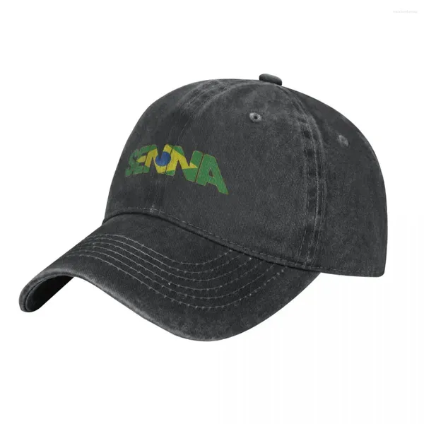 Gorras de bola Moda Senna con bandera brasileña Gorra de béisbol Unisex Denim desgastado Snapback Sombrero Ayrton Brasil Entrenamientos al aire libre Sombreros