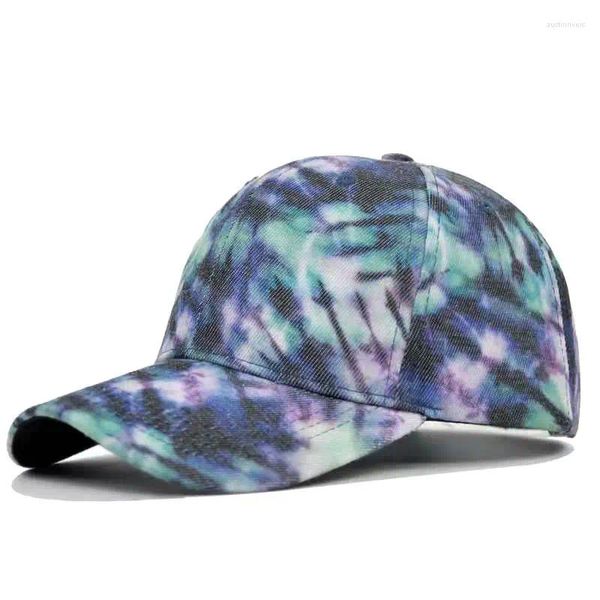 Casquettes de baseball Mode Tie-Dye Casquette de baseball Printemps Hommes Femmes Tendance Amoureux Coloré Snapback Chapeau Unisexe Extérieur Réglable Soleil Graffiti Os