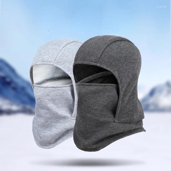 Gorras de bola Moda Gorro cálido Invierno Hombres Mujeres Sombreros Impermeable Thermal Fleece Balaclava Sombrero con capucha Cuello Calentador Senderismo Bufandas