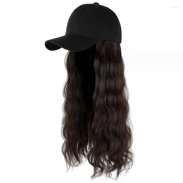 Casquettes de boule Mode Perruque Casquette de baseball Longue Synthétique Fluffy Ondulés Cheveux Perruques Bob Bouclés Postiches Réglables Pour Femmes Filles