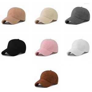 Casquettes de baseball mode hiver pour femmes filles doux Imitation laine d'agneau couleur unie casquette de Baseball en plein air chapeau de soleil en gros goutte