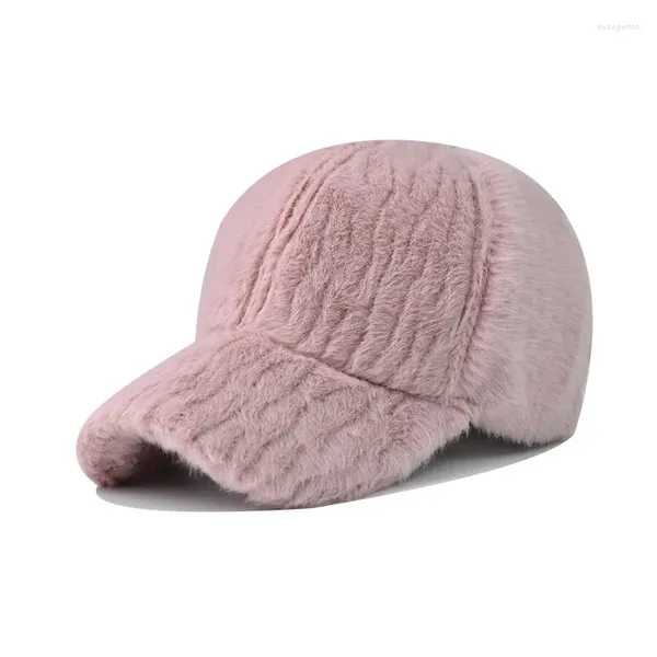 Caps à balle mode Hiver Windroproof Lamb Lamb Wool Baseball Cap pour hommes HAUTS FEMMES BRAUNES ROSE ÉPHER