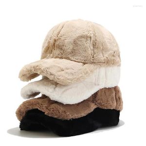 Casquettes de balle Mode hiver femmes peluche couleur unie Casquette hommes Sports de plein air décontracté chaud Protection des oreilles réglable Casquette de Baseball Gorras