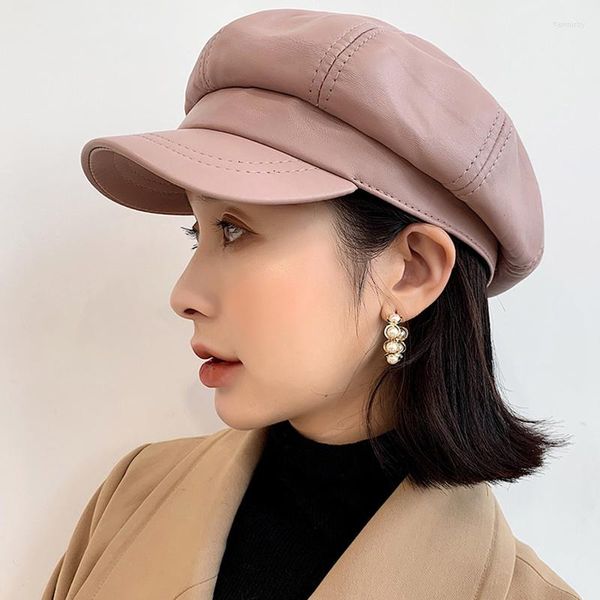 Ball Caps Fashion Woman's Pink Blue Hat Girl Girl Cap de baseball marque Real Mouton en cuir Streetwear Snapback Chapeaux pour femmes