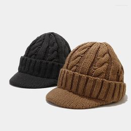 Bonés de bola moda feminina chapéu de lã de malha outono inverno senhoras earflaps chapéus casuais ao ar livre boné de beisebol quente para fêmea