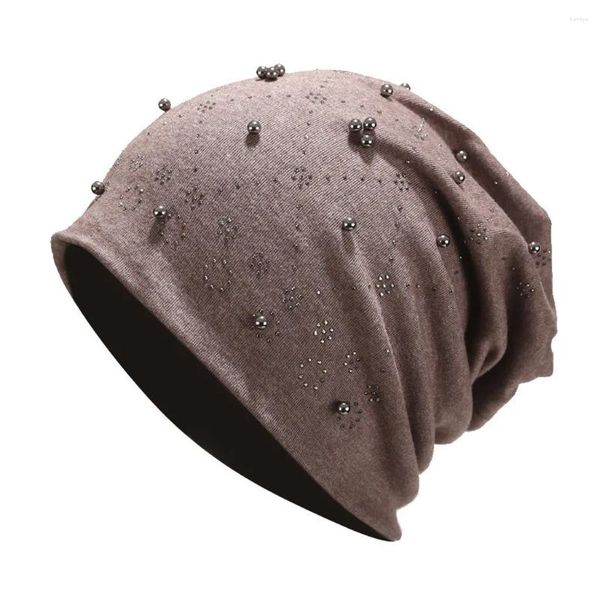 Casquettes de boule mode femmes couvre-chef extensible couleur perles perle tête écharpe Wrap chapeau casquette chapeaux non structurés