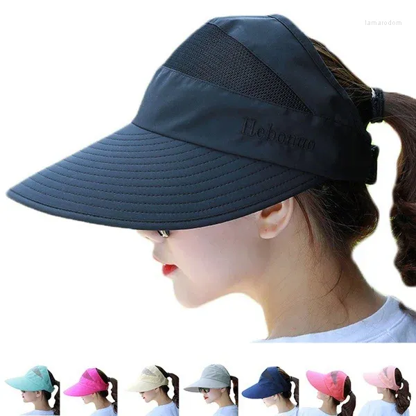 Gorras de bola Moda Mujeres Visera Sombreros Sombreros de ala grande Vacío Sombrero de copa Protección UV Verano Transpirable Sombrero para el sol