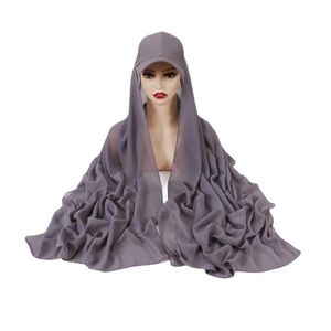 Kogelcaps modieuze instant jersey chiffon hijab voor dubai moslimvrouwen met honkbal cap sport motorkap hooabsbal