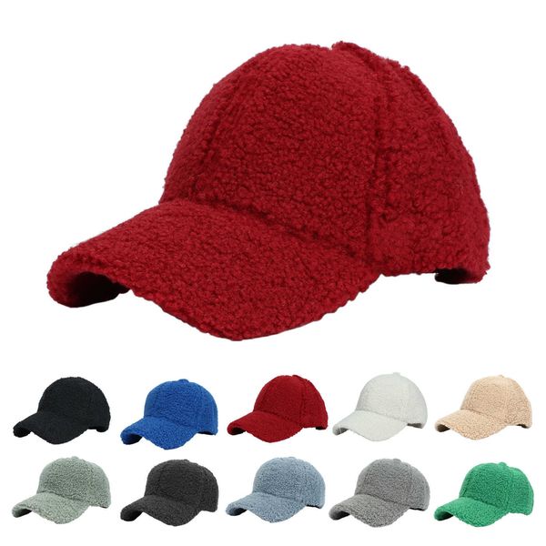 Gorras de bola Gorra de béisbol de lana de cordero de imitación para hombres Mujeres Teddy Fleece Deportes Sombreros Cálido Invierno Viaje al aire libre Características de regalo G230209