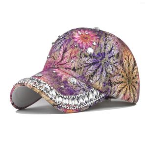 Casquettes de balle Femme Summer Flash Drill Floral Print Baseball Hat Visors Star Head pour les femmes