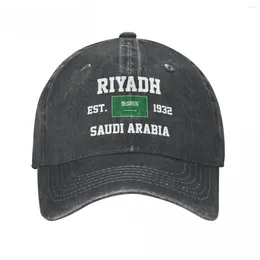 Ball Caps drapeau de l'Arabie saoudite Est.1932 Riyadh Unisexe Adulte Charcoal Washed Baseball Catch Men de baseball Vintage Coton Patriotique Camilier