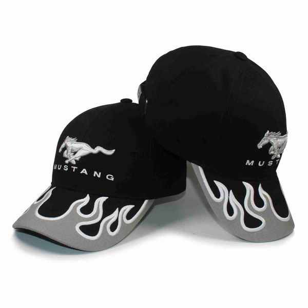 Casquettes de baseball Flame Design Visor Brossé Coton Twill Racing Cap Noir Couleur Marque Sports Baseball Cap J230608