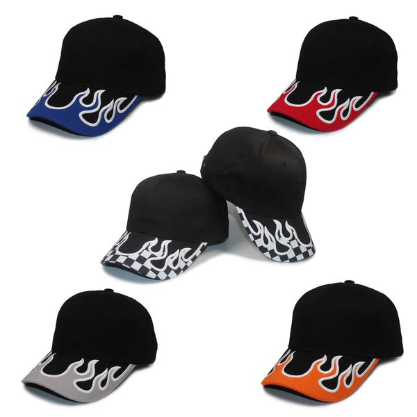 Ball Caps Flame Design Visor Sports Cap Dada Hat 6 Panel Sports Racing Baseball Structured Cap Men J230421