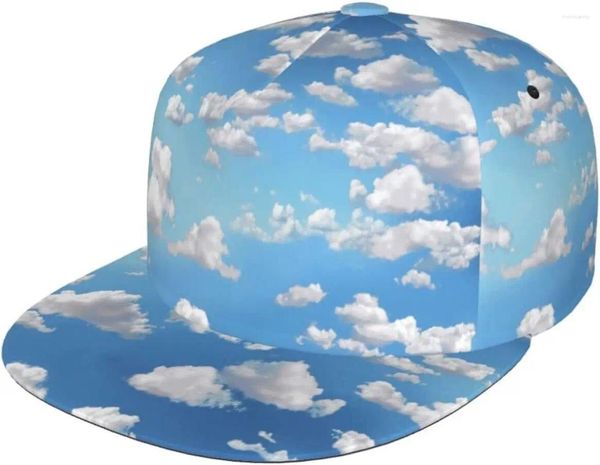 Gorras de bola Flat Bill Ajustable Snapback Hat Cool Hip Hop Béisbol para hombres Mujeres Azul Cielo Nubes