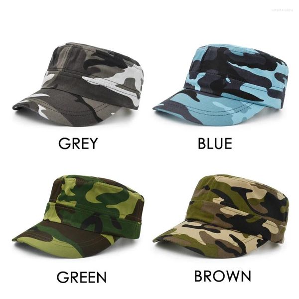 Gorras de bola Gorra de béisbol superior plana Hombres Mujeres Algodón Sarga Ejército Sombrero militar