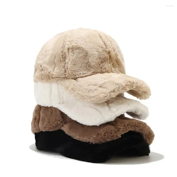 Gorras de bola Gorra de béisbol esponjosa Diseño de ala ancha Protección solar a prueba de rayos UV Sombrero de felpa gruesa Sombrero de piel Mujeres Gorro de oreja caliente