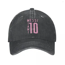 Ball caps voetbal honkbal roze messis merch unisex stijl retro distressed gewassen voetbal zon cap