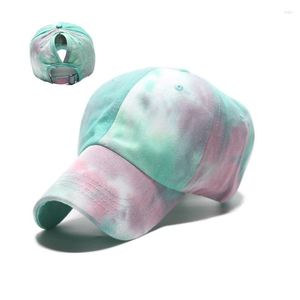 Ball Caps Foreign Trade Tie-Dye zomer Zonnebestendig honkbal pet Dames kleurrijke piek Amazon EABY met Hair Extensi