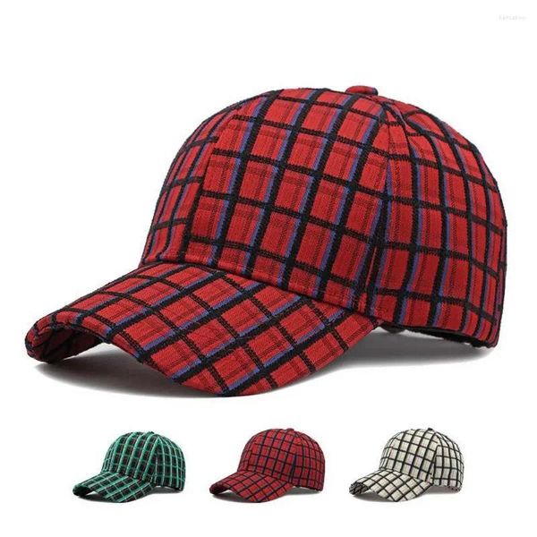 Ball Caps Four Seasons Béisbol para mujeres y hombres Polyester Sports Sports 56-60 cm Patrón de cuadrícula superpuesto ajustable BQ0603