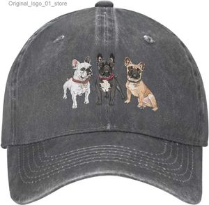Ball Caps French Bulldog Vintage Réglable Denim Denim Denim Denim Mens Dad Camion Camion Hat Mens Baseball Hat Q240408