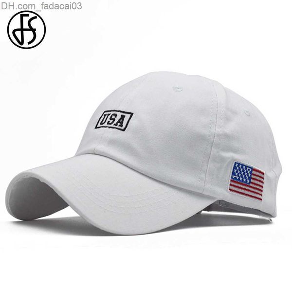 Ball Caps FS 2023 drapeau blanc des États-Unis Snapshot Baseball Costume de rue Summer Summer Hip Hop Hat Coton Tamions Cotton Bones Masculino Z230811