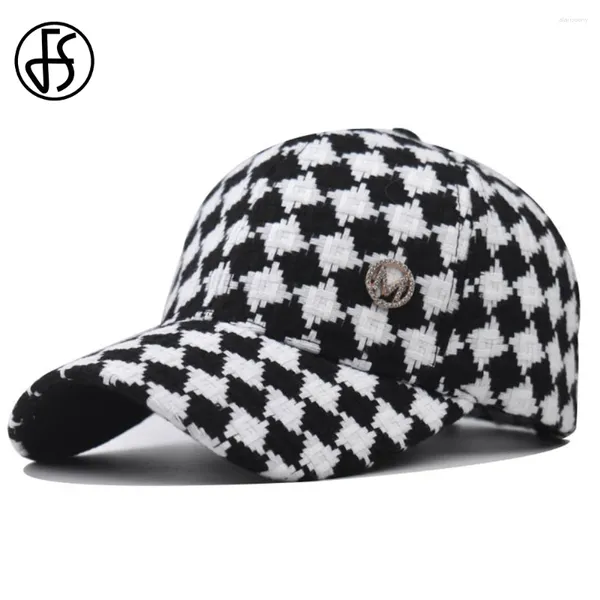 Gorras de bola FS 2024 Marca Gorra de béisbol británica para hombres Mujeres de lujo Gris Plaid Sombrero de invierno Streetwear Snapback Hip Hop Bones Masculinos