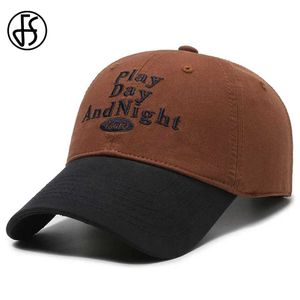 Ball Caps FS Black Brown Brand Baseball Hat For Men Women Streetwear Snapback Hip Hop Cap Cotton Summer Sunshade Golf Caps Casquette Homme Y240507