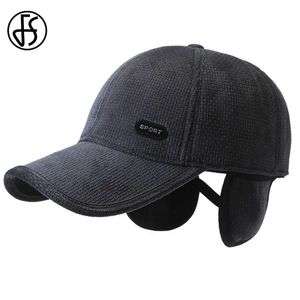 Capes à billes fs gris noir plus velours casquette de baseball hivernal pour hommes protection froide de la protection froide chapeaux de camionneur chauds épaissis y240507