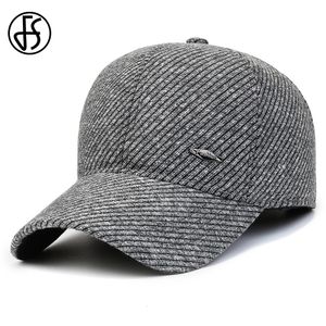 Ball Caps FS Casquettes de Baseball en feutre de haute qualité pour femmes et hommes, coupe-vent chaud et oreillettes en velours, casquette grise pour papa Mature, Gorras Hombre 230306