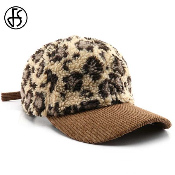 Gorras de bola FS Patrón de leopardo Gorra de pana Color retro Patchwork Japonés Invierno Gorras de béisbol para hombres Viajes al aire libre Mujeres calientes Sombreros de golf J240117