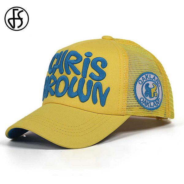 Casquettes de baseball FS Élégant Jaune Rose Chapeau De Camionneur D'été En Plein Air Maille Casquette De Baseball Pour Hommes Femmes Streetwear Hip Hop Papa Casquettes Casquette Homme Z0301