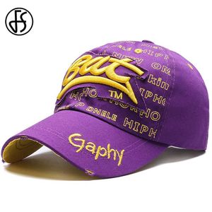 Ball Caps FS Trendy Green Purple Women Hat Cotton 3d Letter Snapback Baseball Cap For Men Summer Outdoor Sports Golf Hats Gorra Hombre Y240507