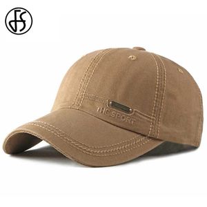 Ball Caps FS Trendy Khaki Baseball Caps For Women Summer Hoge kwaliteit Katoen Trucker Hats Outdoor Sports Men Golf Capet Casquette Homme 2024 Y240507