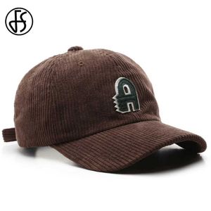 Kogelcaps fs winter warm merk honkbal pet bruin zwarte letter een vrouw corduroy hoeden snapback hiphop gezicht cap voor mannen bot 2023 y240507