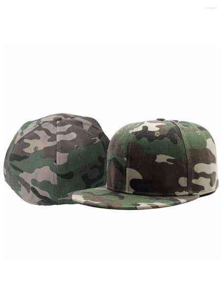 Casquettes de baseball Full Close Camouflage Hip Hop Cap Fermeture entière Femmes Hommes Plus Size Flat Brim Bill Baseball Fitted Snapback Hat 56-62cm