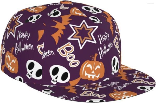 Gorras de bola Divertido Halloween Ajustable Snapback Sombrero para hombres Mujeres Hip Hop Cap Flat Bill Brim Trucker H en Skateboard Ha T