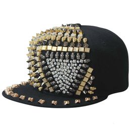 Ball Caps GBCNYIER Hedgehog Punk Hiphop Unisex Hoed Goud Spikes Spiky Studded Cap Top Street Dancing show Cool 230628