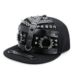 Casquettes de boule GBCNYIER Métal Papa Hip Hop Chapeau Boucle De Ceinture Cool Casquette À Bord Plat Mode Hommes Punk Danse Spectacle Hiphop Hats252p