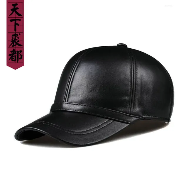 Casquettes de baseball en cuir de mouton véritable, réglable, unisexe, pour femmes et hommes, véritable chapeau noir