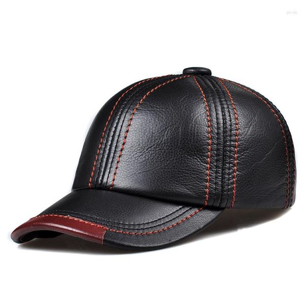 Cappellini da baseball Berretto da baseball in vera pelle all'ingrosso uomo donna cappello in pelle bovina nera snapback regolabile autunno inverno cappelli con visiera reale