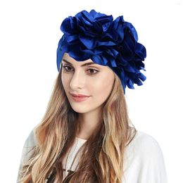 Ball Caps Girls Baseball Cap Beach Soft Leather Dames Casual Big Flowers Solid Head Hat Headwar Muslim Tulband