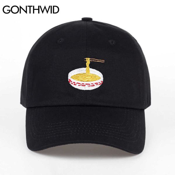 Gorras de bola GONTHWID Bordado Ramen Sopa de fideos Gorras de béisbol ajustables Hombres Mujeres Hip Hop Casual Algodón Snapback Sombreros Sun Visor Dad Cap J230421