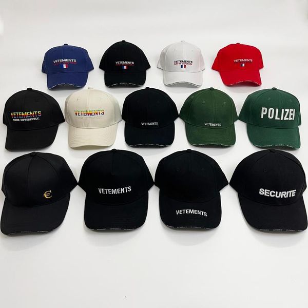 Gorras de bola Buena calidad Vetements Moda Hombres 1: 1 Logotipo de bordado Clásico Sombreros de mujer Dentro de ala blanca VTM Viseras